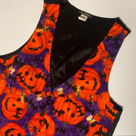 Vintage | Tops | Vintage Halloween Pumpkin Jack O Lantern Cartoon Vest ...